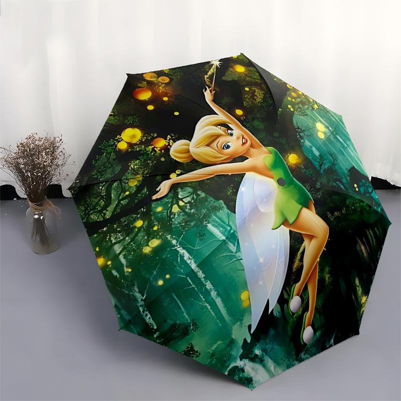 Tinker bell Themed Travel Umbrella-8 Ribs Automatic Opening and Closing, Portable Folding Design, Compact and Stylish Umbrella