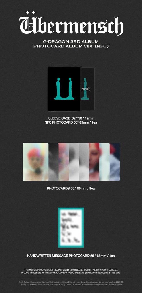 BIGBANG G-Dragon Übermensch Ubermensch 3rd Album with Tracking Sealed GD Beyond-Man (Photocard Version)