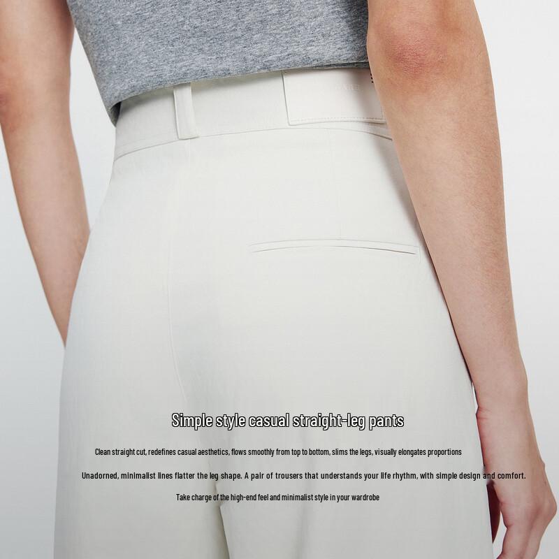 Navigare Women's White Casual Straight-Leg Trousers