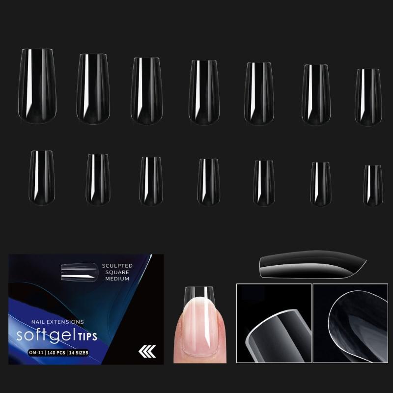 

1 Box Press On Nails Clear False Nails Tips Full Cover Stick on Nails Soft Gels Tips Manicures Supplies for Salons