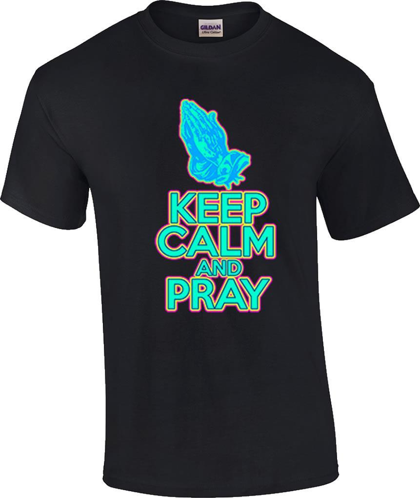Christian Neon Keep Calm and Pray T-Shirt XXL