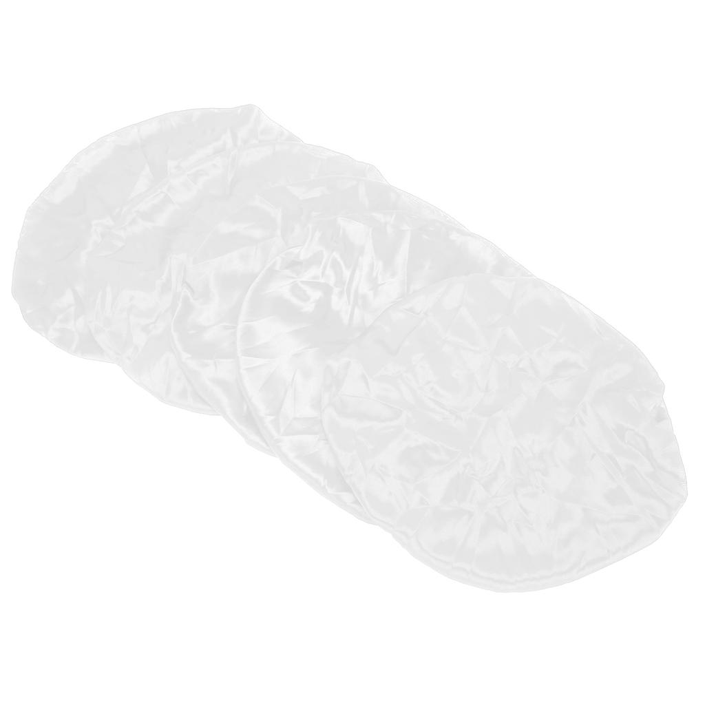 5pcs Shower Caps Waterproof Bath Hats Professional Salon Protection Hair Bath CapsWhite