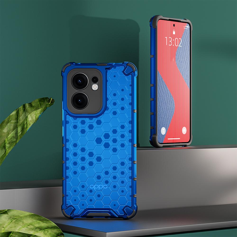 KEYSION Shockproof Armor Case for OPPO Reno13 F 5G Soft Silicone+PC Transparent Honeycomb Phone Back Cover for PPO Reno 13 F 4G