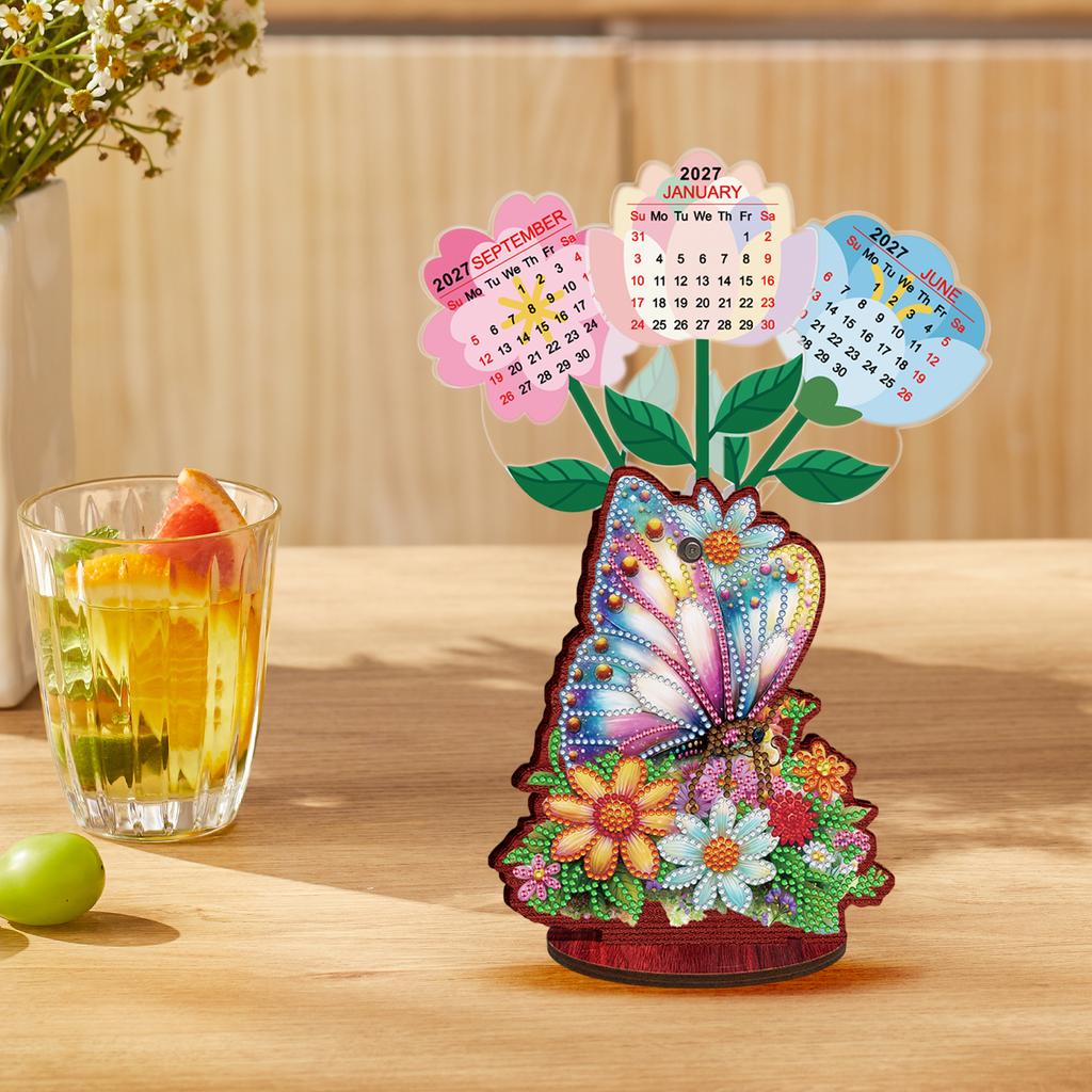 2026 Kalender Diamantmalerei Kalender Set Holz Diamantmalerei Set DIY Diamantkunst Schreibtischkalender Weihnachtsgeschenk