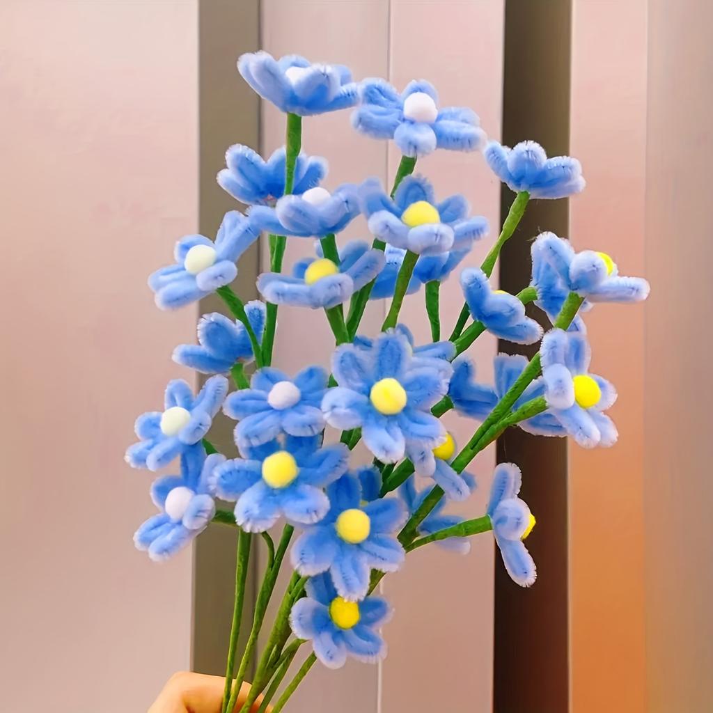 DIY Daisy Flower Craft Kit  - Faux Fur Material, Pipe Cleaner Crafting Supplies - Wedding Bouquets, Easter Mother's Day gifts