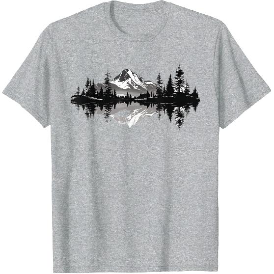 Mountain Landscape Reflection Forest Trees Outdoor Wildlife T-Shirt