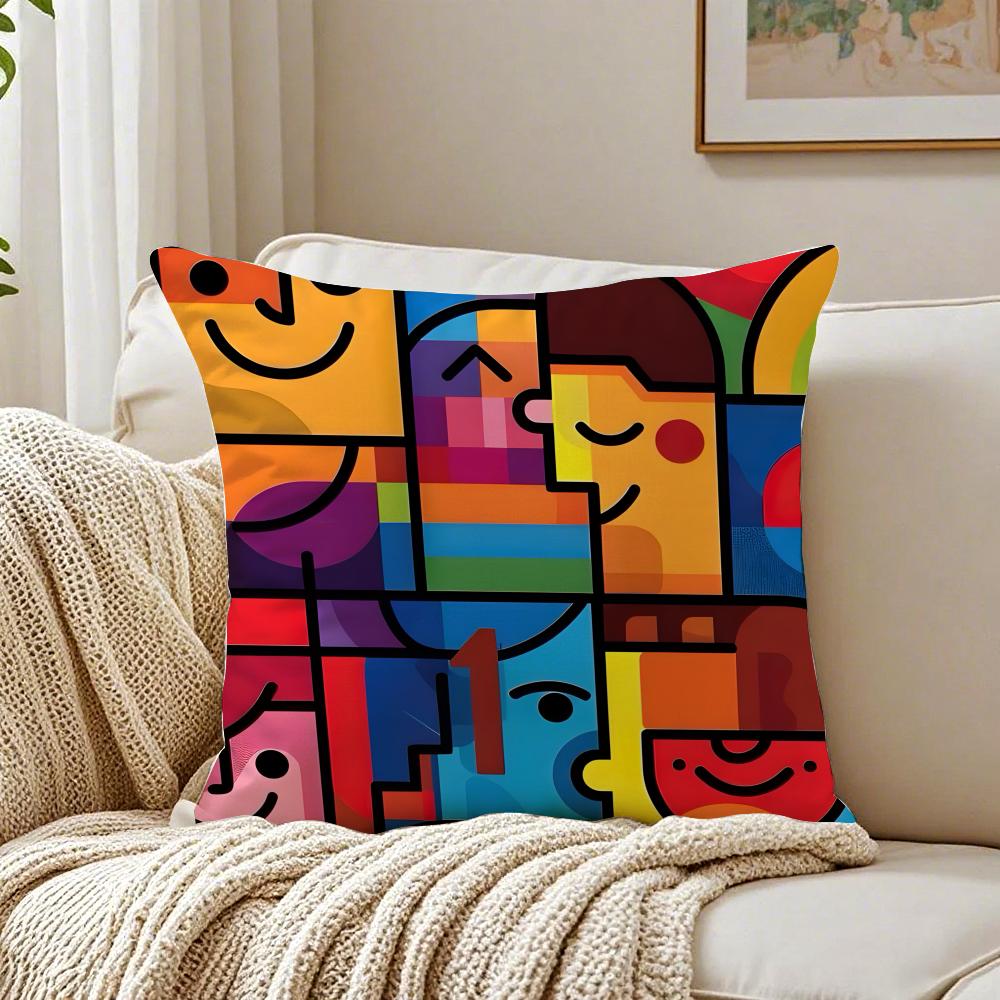 Fun Childlike Colorful Cushion Cover Pillowcase Antidustmite living Room Sofa Decor Cushion Room
