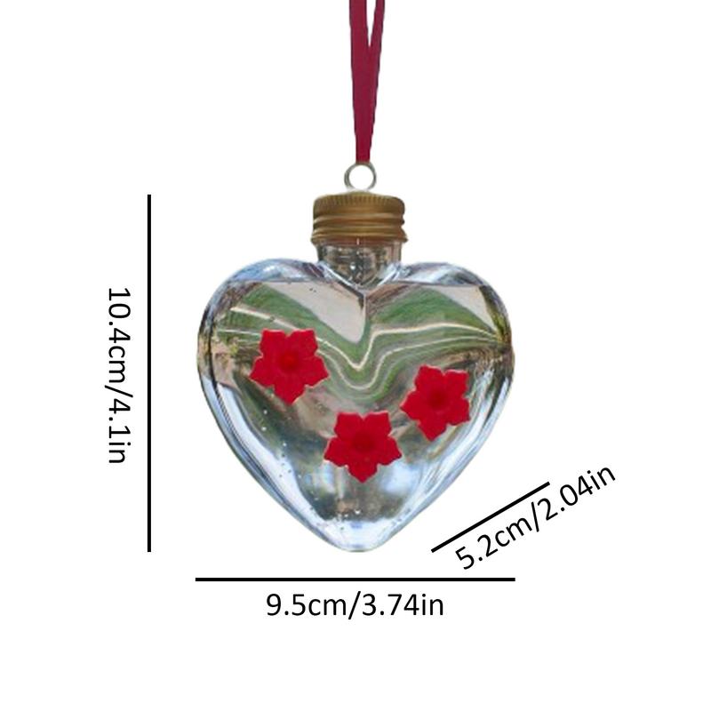 Small Bird Feeder Love Shaped Hangable Hummingbird Water Feeder Top Fill Bird Feeder With 3 Feeding Ports Outdoor Garden Decor