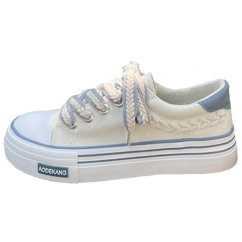 Thick-soled wheat ear canvas shoes, women's trendy shoes, female students are versatile, autumn and summer niche design, casual breathable board shoes
