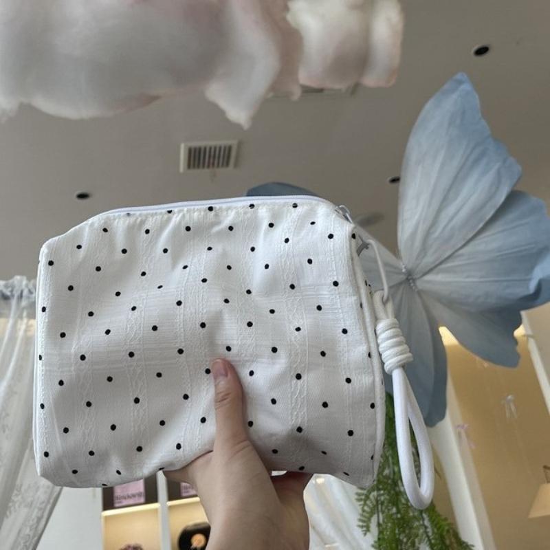 Black Dot Makeup Bag for Women Cosmetic Organizer Pouch Sweet Style Toiletry Bag Case