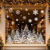 Decorative Window Scenes Christmas Tree Snowflake Static Sticker, Double-sided Cling Decal, Holiday Decals Reusable PVC Glass for Parties Easy