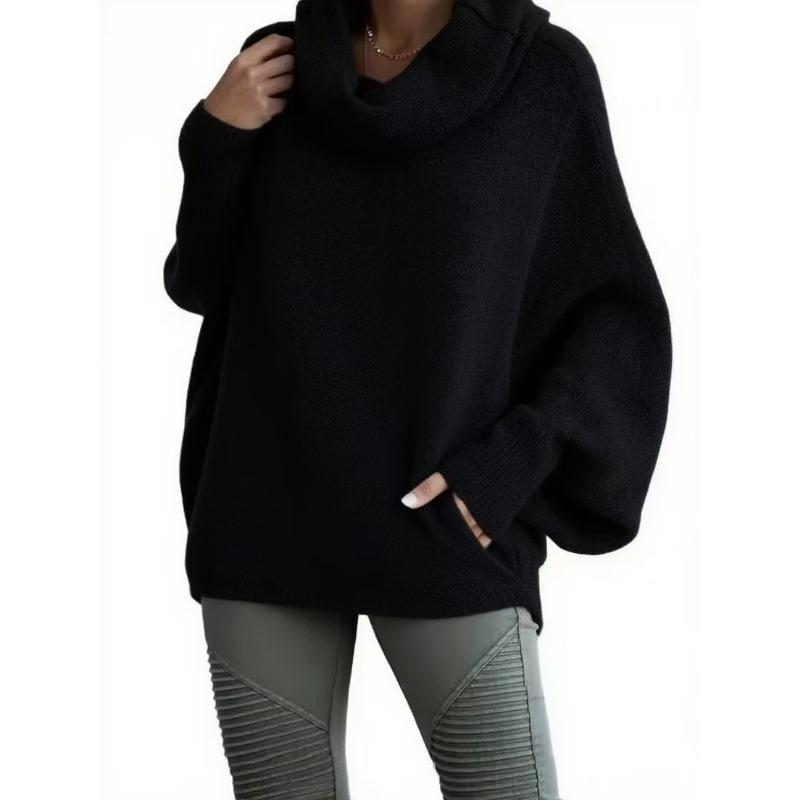 Women S Loose Fit Pullover Knit Sweater Half High Neck Long Sleeve Casual Street Style