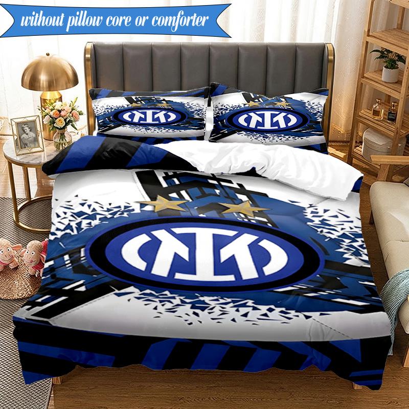 3 PEZZI F.C. Set Biancheria da Letto Morbido Stampato Internazionale Milano, Include 1 Federa per Piumone e 2 Federe per Cuscino, Perfetto per Camera da Letto, Dormitorio, Regalo per Fan