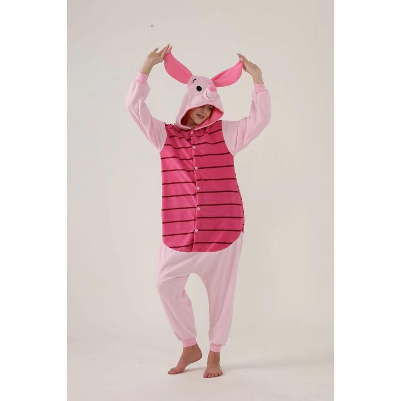 Disney Schwein Einteiler Pyjama, Rollenspiel Kostüm, Rosa Schwein Pyjama, Erwachsenen Halloween Anime Tier Cartoon Einteiler Pyjama