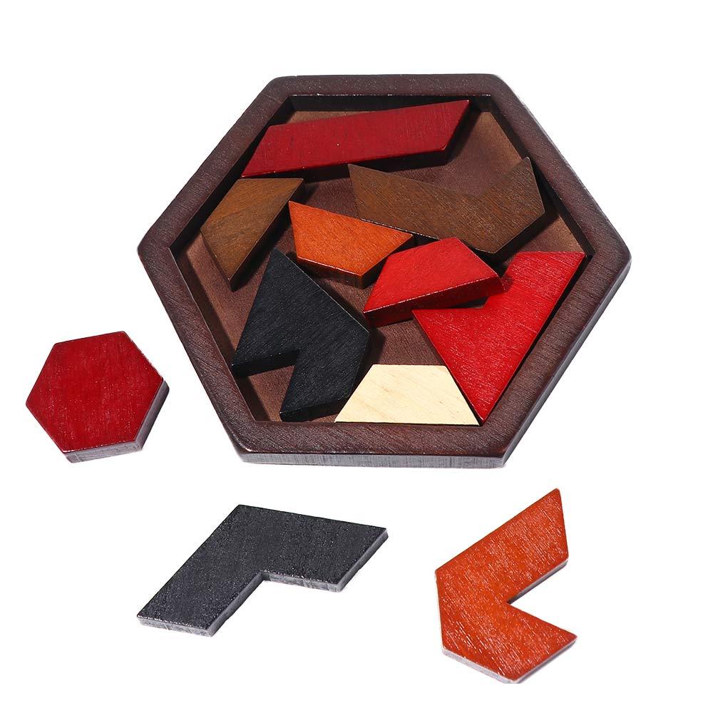 For Children Adults Geometric Shape Wooden Tangram Board Educational Toys Puzzles Board IQ Brain Teaser