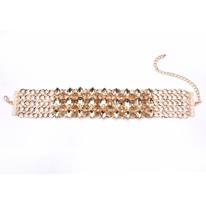 Collar Gargantilla de Gota de Agua Colorida con Diamantes Completos, Accesorio Exagerado de Declaración para Conjunto de Ropa de Mujer