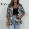 Lapel Suit Jacket Women Coat Long Sleeve Single Button Professional Color-Blocked Leopard Print Slim Fit Business Casual Outwear Comfortable
