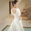 French Travel Photography Light Wedding Dress 1011 New Bridal Temperament Slim Go Out Welcome Dress Simple Small Trailing Dress