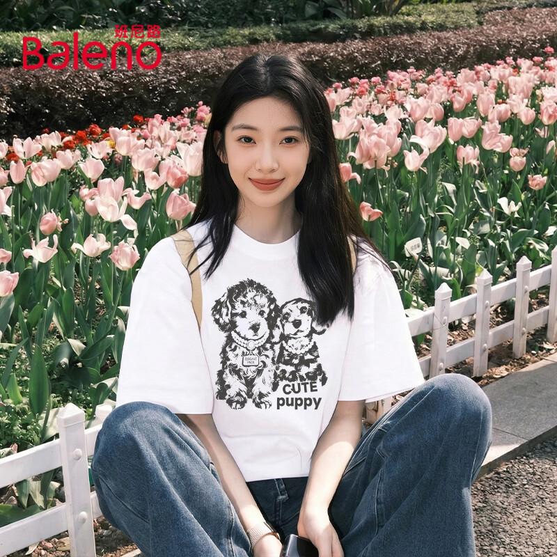 

Baleno Women s Pure Cotton Short Sleeve T-Shirt with Curly Dog Design L