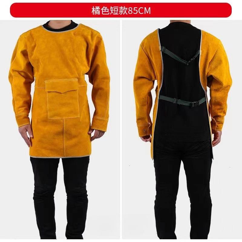 Leather Suede Electric Welding Protective Suit Anti-fire Scald Proof Flame Retardant Heat Insulation Clothing Work Apron