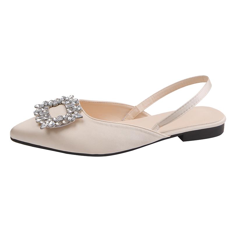 

Модные босоножки на низком каблуке со стразами, женская обувь 2024 года, новые летние модные туфли на квадратном каблуке для женщин Sandalias De Mujer 35 бежевый