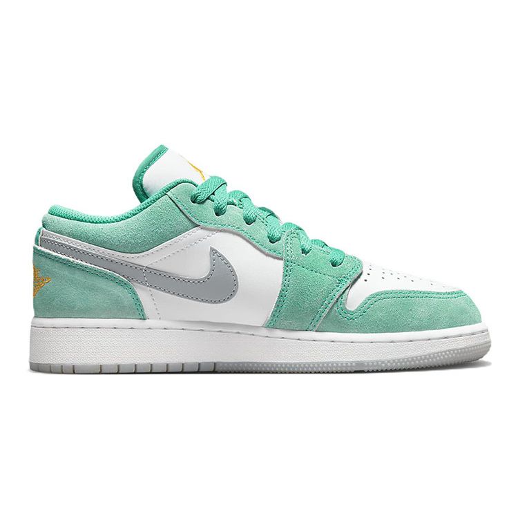 Air Jordan 1 Low SE GS New Emerald Kids Sneakers White Light-Steel-Grey Taxi DO8244-301
