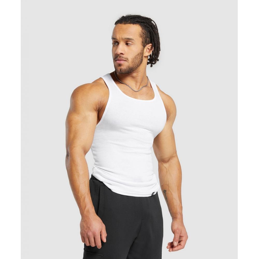 Gymshark Pack de 3 Camisetas de Tirantes Acanaladas Blanco A5a2e Wcd0