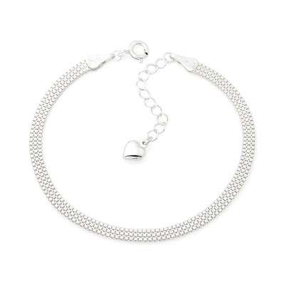 92.5 Sterling Silver 3-Line Box Heart Plump Chain Daily Silver Bracelet