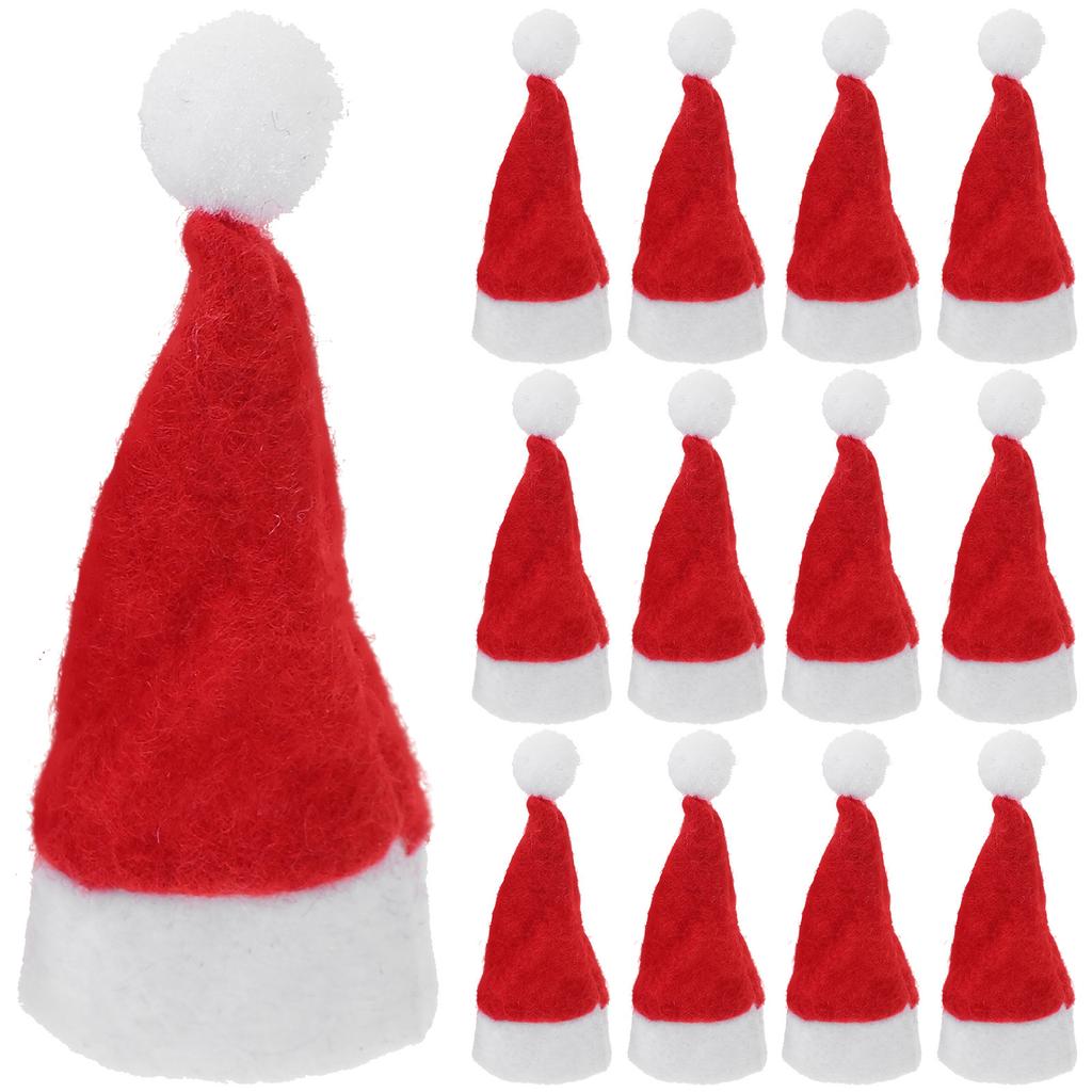 20Pcs Christmas Hat Candy Lollipop Caps Non-Woven Fabric Reusable Holiday Decor for Party Home Restaurant Shop Use