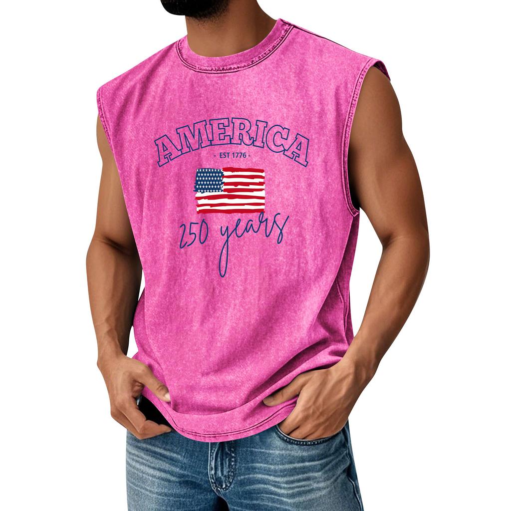 Herren Bedrucktes Rundhals-Used-Look-Oberteil Lässige Komfort-Weste