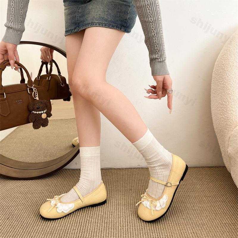 Women's Ballet Flat Shoes 2026 New Comfortable Anti Slip Outdoor Dress Mary Jane Shoes Lace Autumn Fashion Retro Casual Shoes