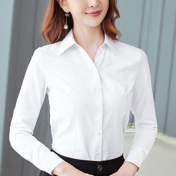 

Женская однотонная рубашка с длинным рукавом и V-образным вырезом на пуговицах, блузка азиатского размера 3XL белый