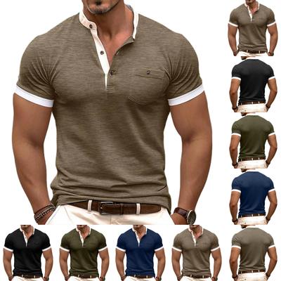 Chemise Casual Tendance Multicolore à Manches Courtes pour Homme Haut ample et confortable à col montant pour Homme