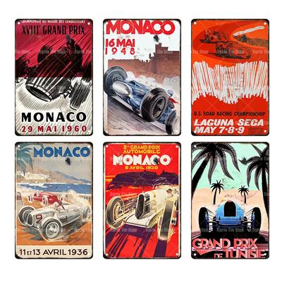 Monaco Racing Blechschilder Retro Metallplatte Garage Wand Bar Home Shop Art Decor Vintage Malerei Poster Home Cuadros