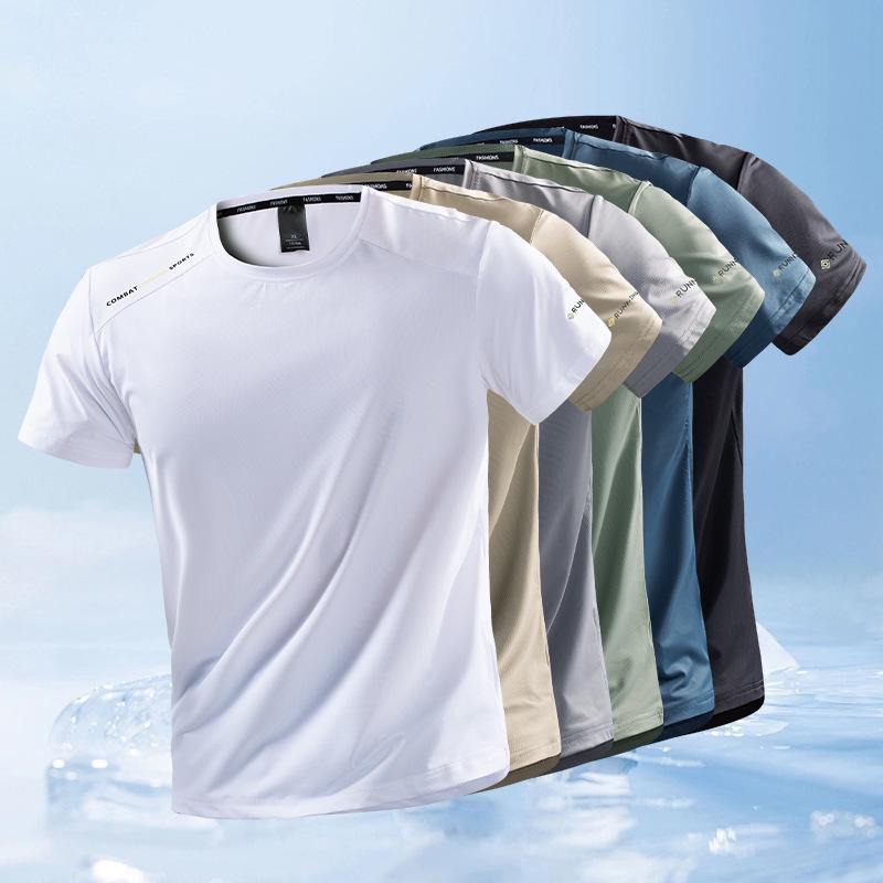 

Men s Quick-Dry Ice Silk Round Neck T-Shirt XXXL