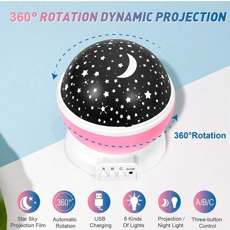 Starry Projector Night Light Rotating Sky Moon Lamp Galaxy Lamps Home Bedroom DecorationStarlight Christmas Lights for Kids Gift