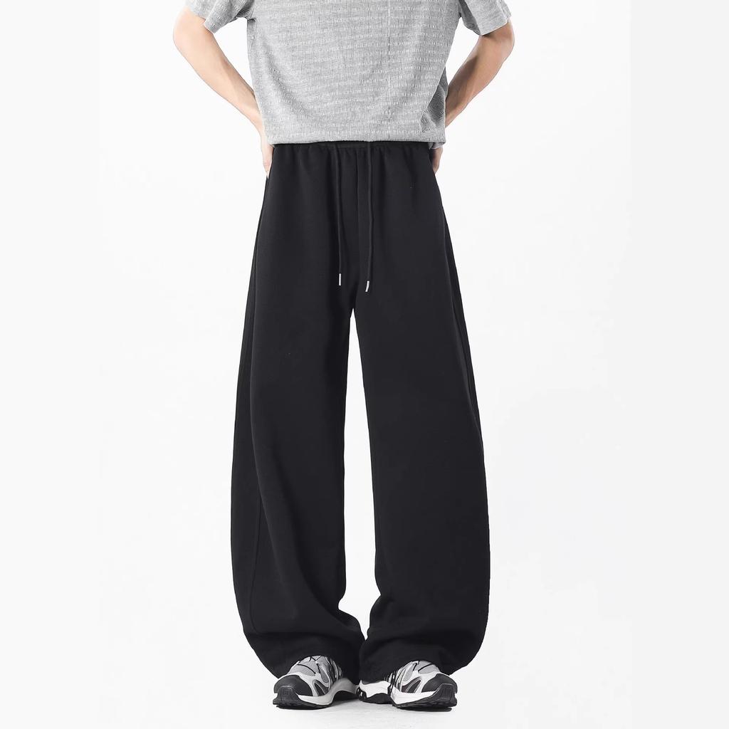 American heavy scimitar pants men's and women's spring new loose wide-leg trousers gray sweatpants tide