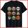 Retro Horror Bricks Head Scary Halloween Mask Black Cotton T-Shirt Unisex T-Shirt