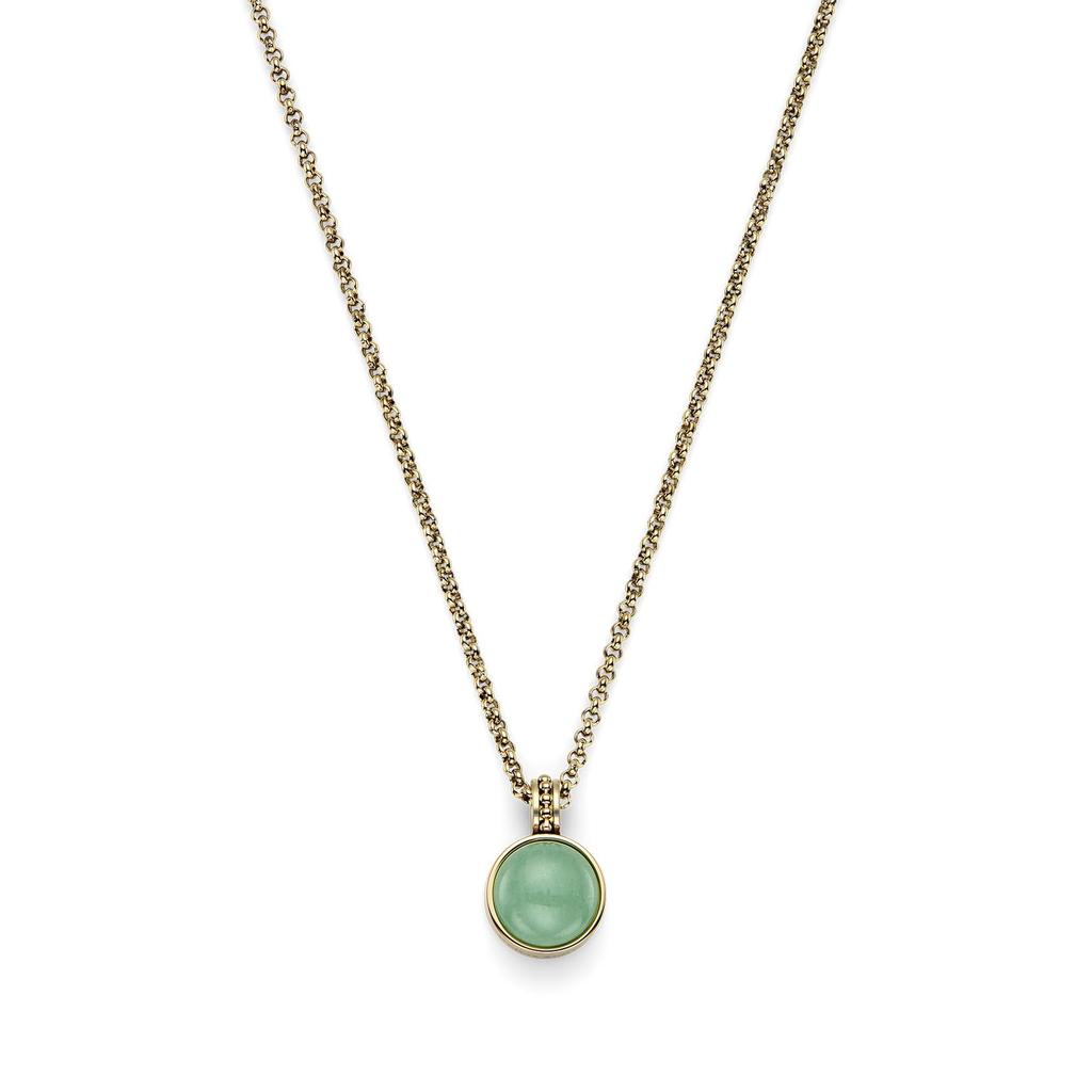Olivia Burton Pendant Trend Aventurine and Women's Necklace, 24100352, Cabochon, Gold, Gemstones.
