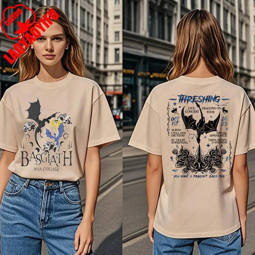 Fourth Wing DoubleSided TShirt Basgiath War College TShirt Women Tshirts High Quality Cotton Short Sleeve Graphic Vintage Tee