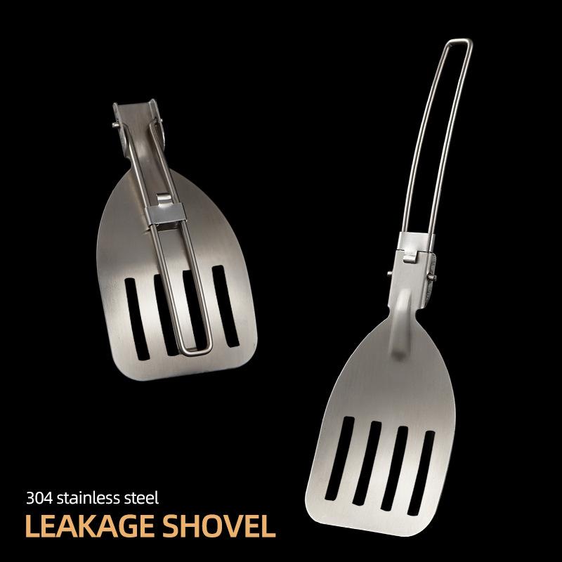 Compact Portable 304 Stainless Steel Folding Spatula for Camping, BBQ, and Travel.