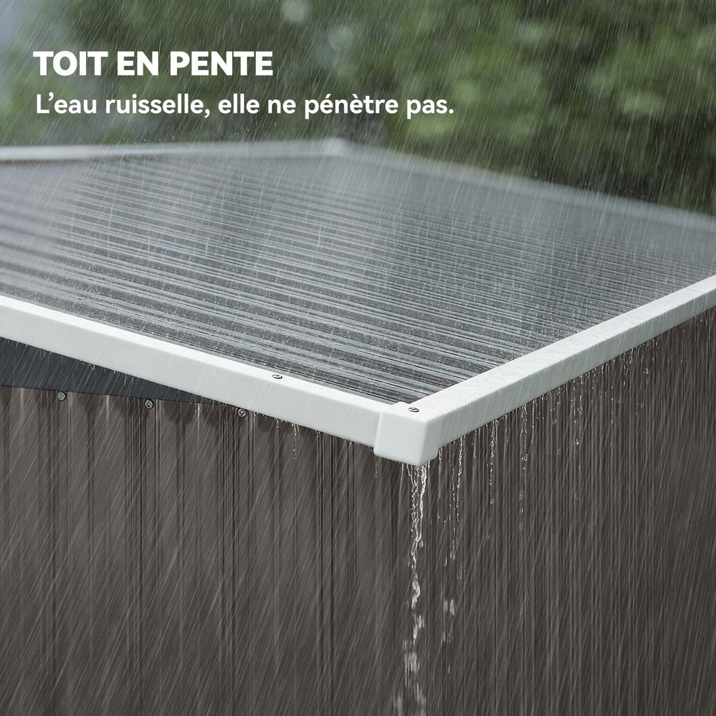 Metal Garden Shed, Triple Lockable Doors, Sloping Roof, 234 x 132 x 185 cm, Grey
