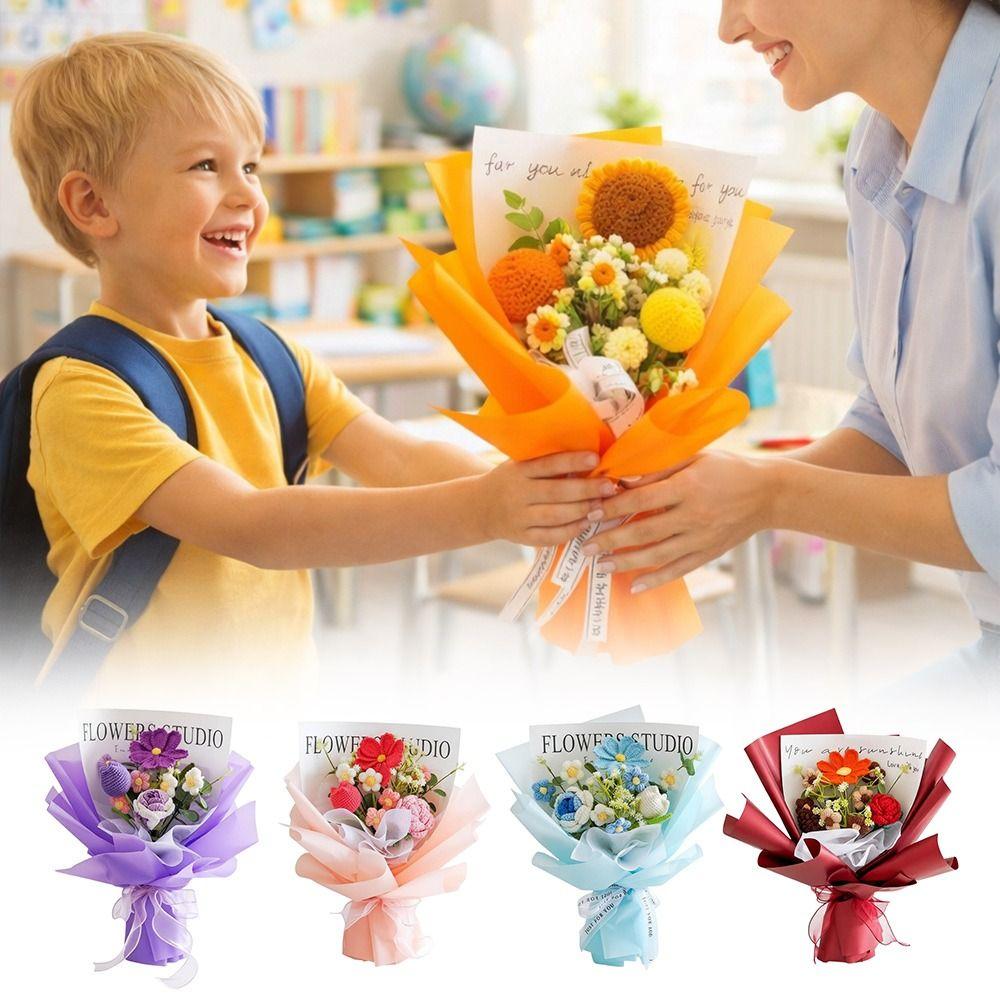 Handmade Gift Bouquet Roses Knitted Artificial Flowers New Knitted  Bouquets  Mother's Day