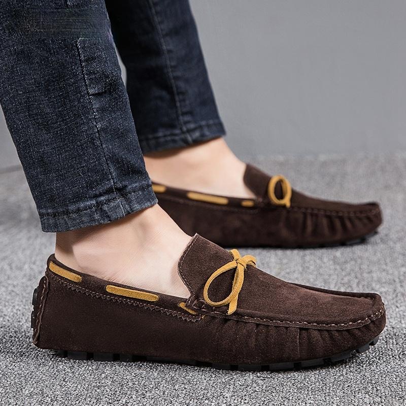 

Mens Moccasin Gray Brown Black Loafers Men Leather Shoes Luxury Designer Brand Fashion Sneakers Flats Slip on Lightweight 38 чорний
