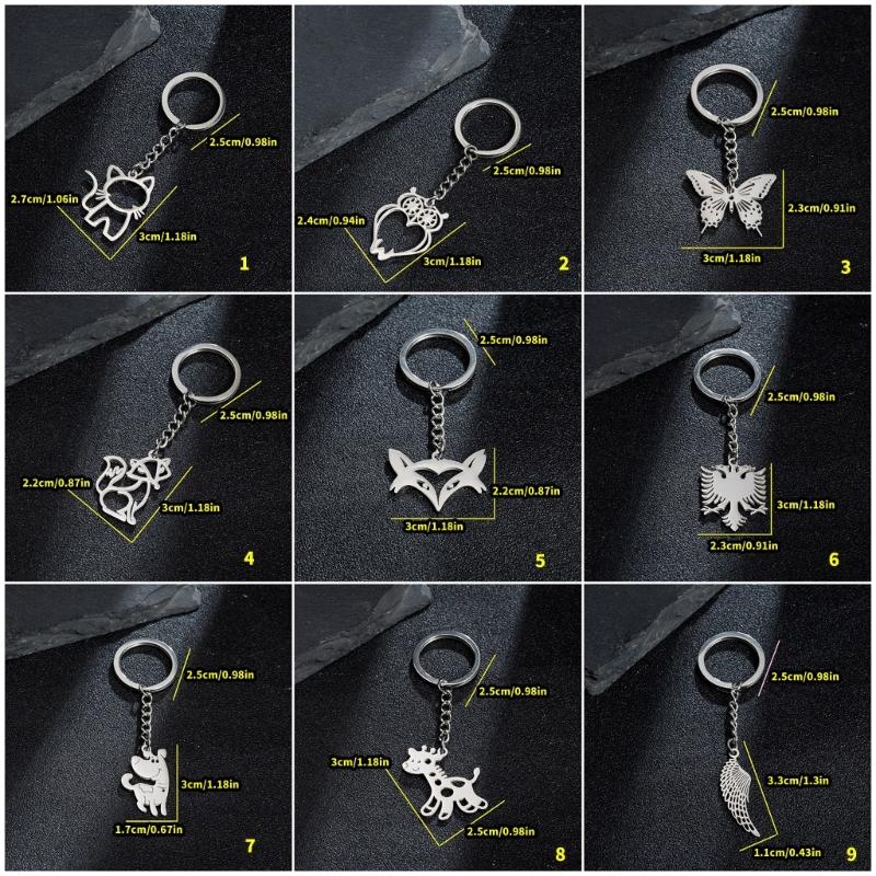 Unique Animal Pendant Keychain Stainless Steel Jewelry Gift Ornament For Women Best Friend Souvenir Birthday