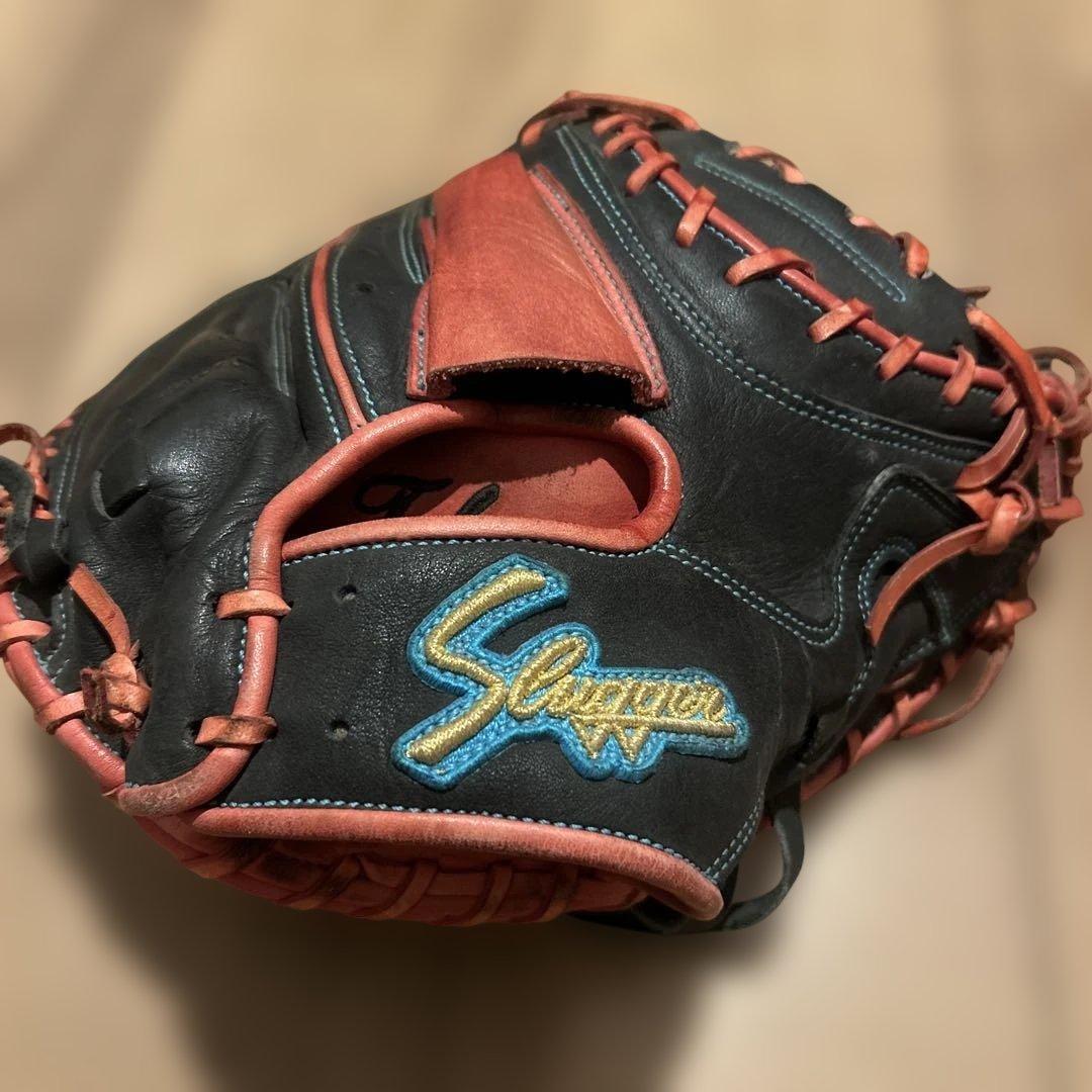 Used [Good model] Kubota Slugger softball catcher s mitt (black x red)