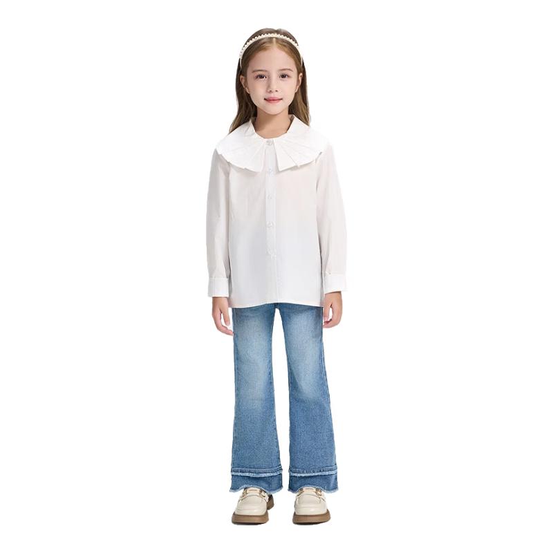Romon Girls  French Academy Style Ruffled Collar Shirt 120