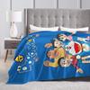 Doraemons Friends Throw Blanket Future Robot Cat Pattern Warm Soft Quality For Boys & Girls Winter Use Fits Couch Chair Sofa Bed