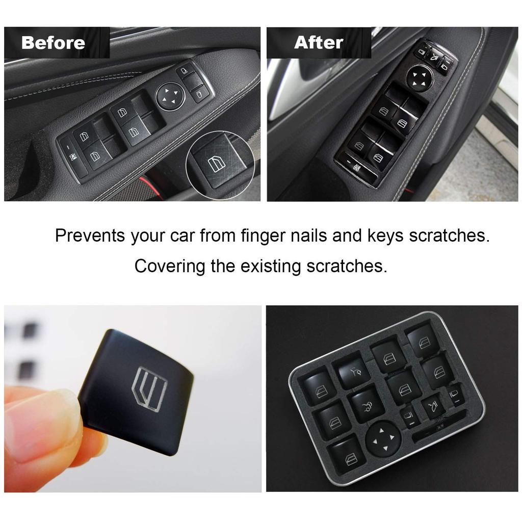 WODOFO GDR Black Interior Trim Door Power Window Switch Button Cover Sticker Replacement for