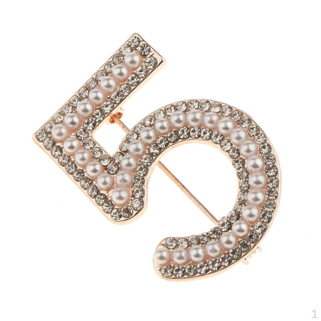 Brooch Crystal Flowers Arabic Numerals 5 Shape Rhines Jewelry